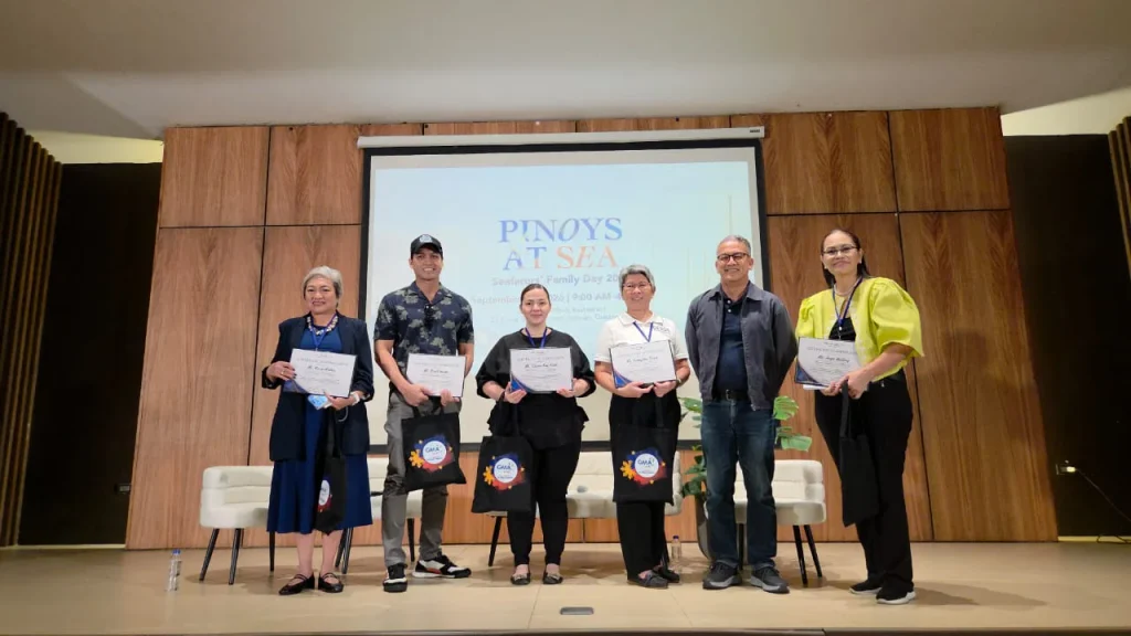 GMA International First Vice President and Head of Operations Joseph T. Francia joins the financial literacy and entrepreneurship panelists at Seafarers’ Family Day 2026.